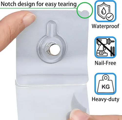 Miniatura 2 de Ganchos de pared sin clavos, 30 ganchos adhesivos de pared para colgar con impermeable y resistente al aceite, carga máxima de 4 libras