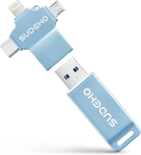 Miniatura 11 de Memoria USB USB con certificación MFi para iPhone, memoria externa 4 en 1 para ahorro de video y copia de seguridad (rosa rosa, 256 GB)