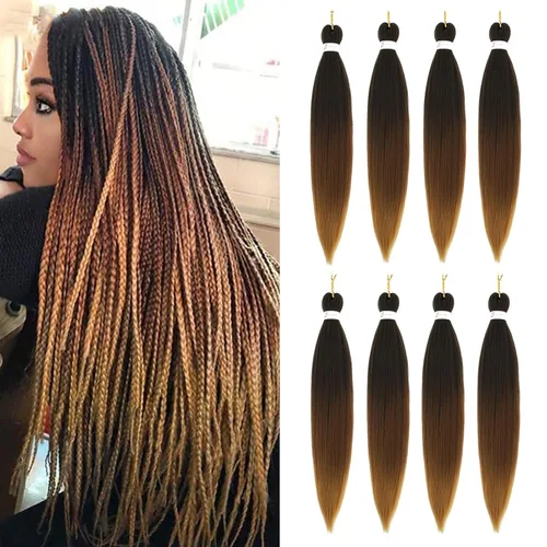 Miniatura 19 de Cabello trenzado preestirado de 26 pulgadas, 8 paquetes 1B, trenzas bohemias de ganchillo con textura Yaki suave para mujeres negras, no tóxico