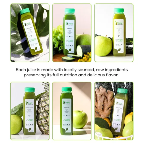 Miniatura 4 de Raw Fountain Limpieza de jugo verde de 5 días, crudo, desintoxicación vegana, jugos prensados en frío, 30 botellas de 12 onzas, 5 chupitos