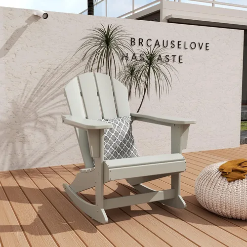 Miniatura 50 de WO Home Furniture Silla Mecedora de Patio al Aire Libre Tradicional HDPE Resistente a los Rayos UV (Negro)
