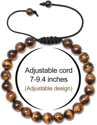 Miniatura 3 de M MOOHAM - Pulseras de piedra natural para hombre y niño, 0.315 pulgadas, ojo de tigre, ágata mate, de roca de lava, regalos de cumpleaños