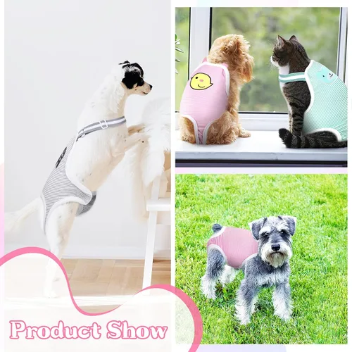 Miniatura 5 de Nuanchu 3 Piezas Pañales Sanitarios para Perras con Tirantes Ajustables, Pañales Lavables Reutilizables para Perros Pequeños Medianos Grandes