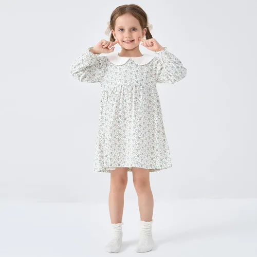 Miniatura 2 de pureborn Vestido de algodón de manga corta y larga para bebé niña pequeña 0-6T