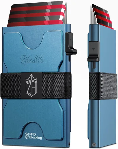 Miniatura 16 de Zitahli Cartera novedosa para niños y hombres, tarjetero delgado con capacidad para 6 + 6 tarjetas, funda de tarjeta de metal, carteras minimalistas