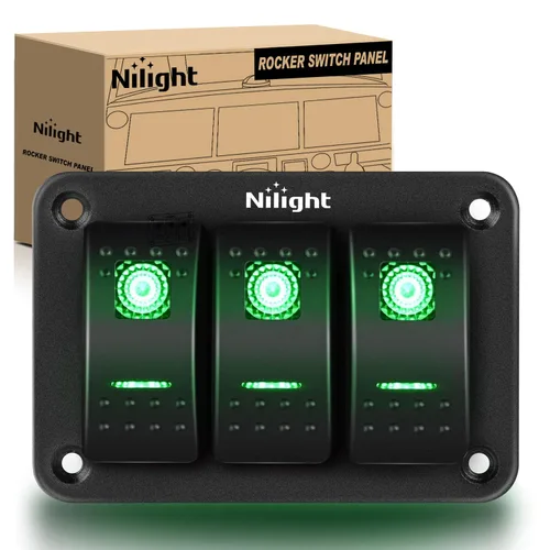 Miniatura 47 de Nilight Panel de interruptor basculante de 2 posiciones, 12V 24V DC, interruptores rojos, aluminio, 5 pines, ON OFF, precableado, impermeable