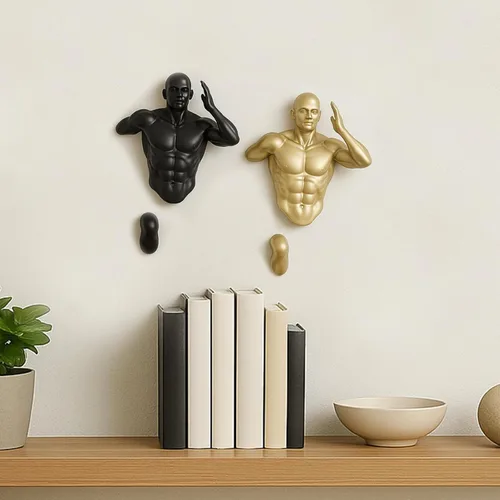 Miniatura 6 de Corredores de pared, estatuas de atleta, juego de 2 esculturas altas para hombres y mujeres, escultura artística de escalada para pared, decoración