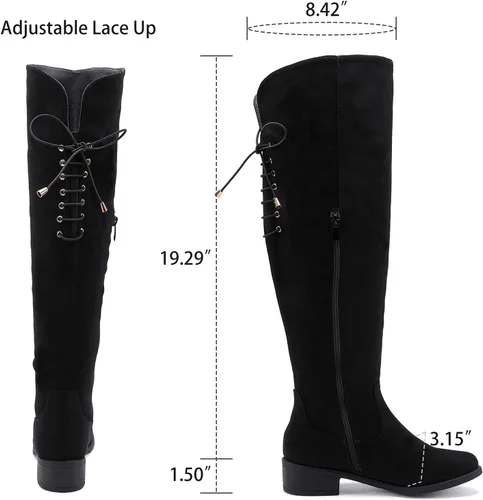 Miniatura 7 de EETTARO Botas altas de moda con cordones para mujer, con cremallera lateral, tacón de bloque