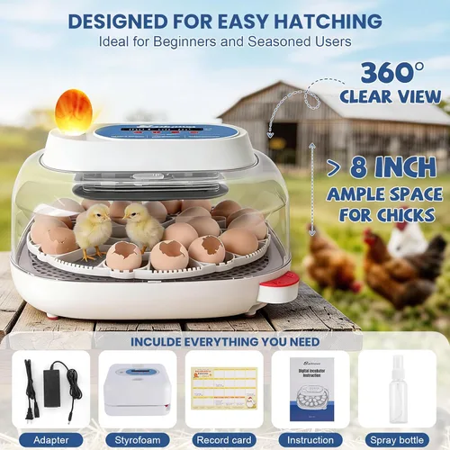 Miniatura 9 de Sailnovo 24 incubadoras de huevos para incubar huevos, control automático de temperatura y giro de huevos, vela de huevos, incubadora de visión