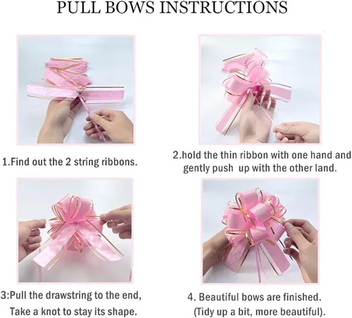 Miniatura 6 de HSXJJ 6 Piezas de Lazos de Tirar Blancos para Envolver Regalos, Lazos de Cinta de Boda de 6 Pulgadas para Paquetes de Regalos, Cestas de Regalo