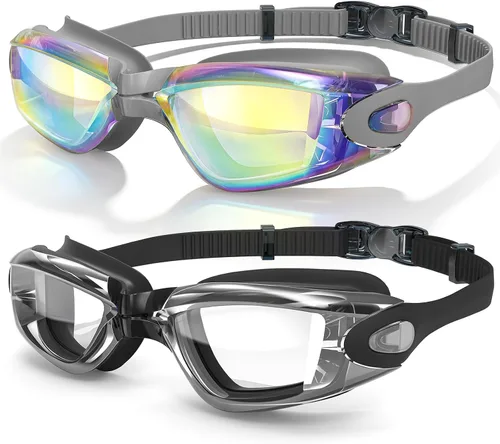 Gafas de natación Braylin, paquete de 2 gafas de natación, antivaho, sin fugas para adultos, hombres, mujeres y jóvenes