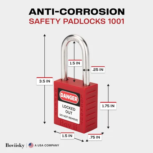 Miniatura 2 de Lockout Tagout Cerraduras conjuntos, 6 candado de seguridad rojo con llave diferente, 2 llaves por cerradura