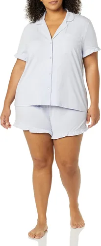 Miniatura 3 de Tienda Essentials Conjunto de pijama de algodón modal con cuello de muesca para mujer (disponible en tallas grandes)