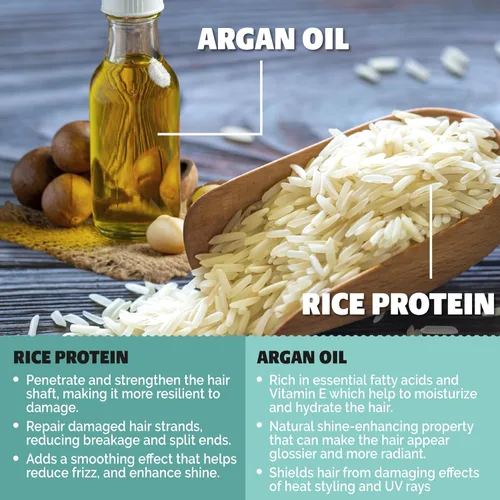 Miniatura 3 de Juego de barra de champú y acondicionador fortalecedor con proteína de agua de arroz y aceite de argán, vegano, sin sulfatos, sin ftalatos, sin