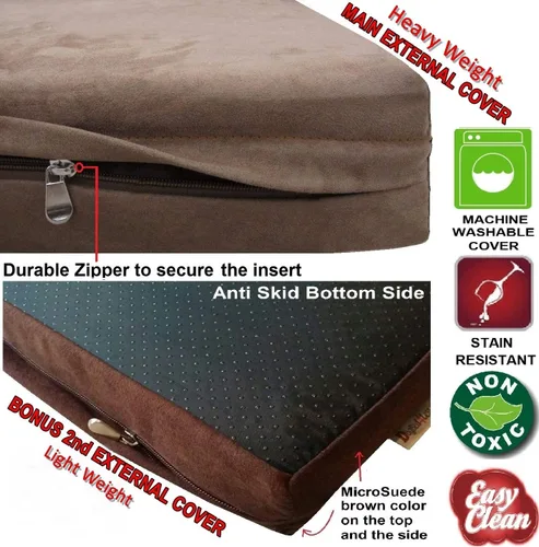 Miniatura 3 de Cama ortopédica para perros Dogbed4less, espuma viscoelástica de gel infundido térmico, para mascotas pequeñas, medianas y grandes, forro MicroSuede