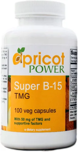 Apricot Power Ácido pangámico no tóxico Super B-15 - Niveles de oxígeno y energía para la salud - 100 cápsulas vegetales
