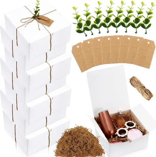 Crtiin Juego de 8 cajas de regalo de 8 x 8 x 4 pulgadas, papel blanco, propuesta de dama de honor, propuesta de regalo con tapas para regalos,