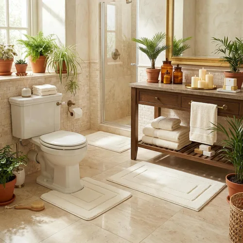 Miniatura 11 de GRANNY SAYS Juego de 2 alfombras de baño suaves para baño, alfombras de baño antideslizantes y lavables, alfombras de baño absorbentes para bañera