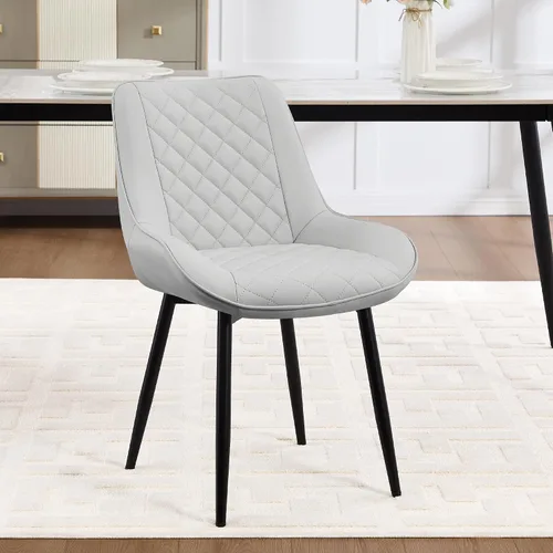 Miniatura 10 de Silla de Comedor, Sillas de Comedor Modernas con Cojines Gruesos, Sillas de Comedor de Cocina y Salón Tapizadas en Cuero Sintético con Patas Negro