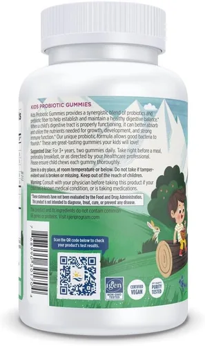 Miniatura 6 de Nordic Naturals Gomitas probióticas Kids Nordic Flora para niños, Merry Berry Punch - 60 gomitas - 1.5 mil millones de CFU y fibra prebiótica - sin