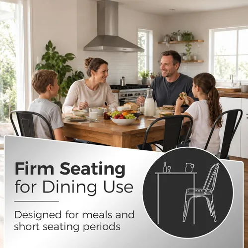 Miniatura 6 de Juego de 8 sillas de comedor de metal, sillas apilables estilo tolix con respaldo, diseñadas para el comedor diario, en interiores, cocina y comedor