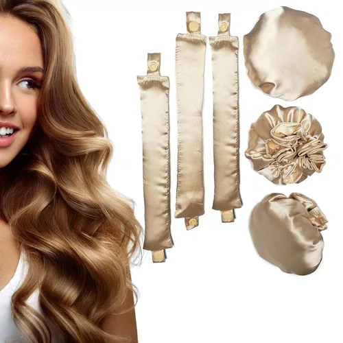 3 juegos/6 rizadores de cabello sin calor, sin calor, para rizos sin calor con gorras para el cabello, diadema suave sin calor para todo tipo de
