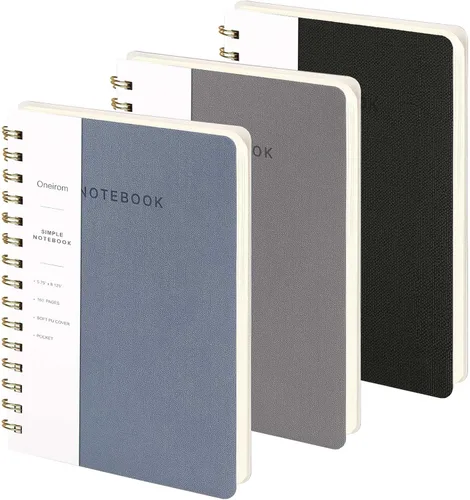 Miniatura 54 de Cuaderno de espiral – Cuaderno grande de tapa dura de 8.5 x 10.98 pulgadas con banda elástica y bolsillo, 180 páginas, diario plano de alambre