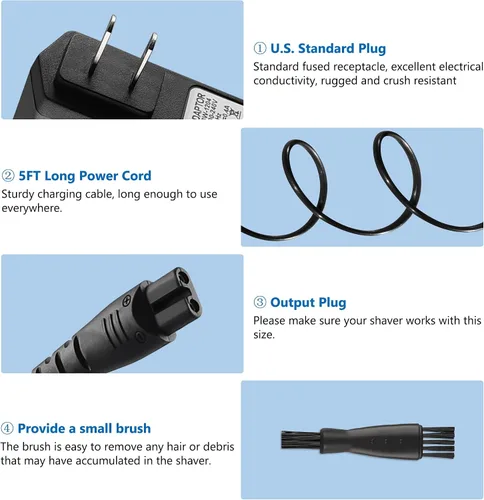 Miniatura 7 de 12 V para cargador de afeitadora Remington PA-1204N, repuesto para Remington Shaver F5-5800 F5800 F7800 F5790 F4790 FR750 MS-280 MS-290 MS3-2000