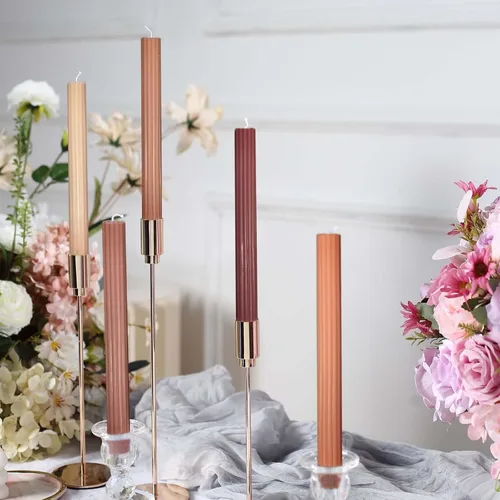 Miniatura 8 de Efavormart Paquete de 5 Velas cónicas de mecha acanalada natural premium surtidas de 9", sin perfume, velas altas de cera acanalada para cena