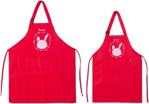 Miniatura 11 de Paquete de 2 delantales personalizados para padres e hijos, delantales ajustables con foto con nombre personalizado para cocina, cocina, hornear