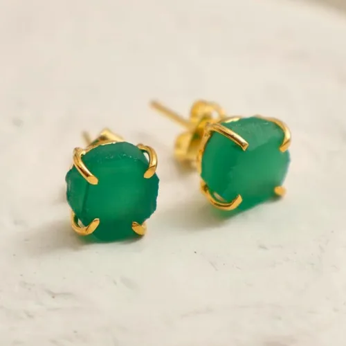 Miniatura 24 de Gempires Natural Raw Prong Setting Stud Earrings, 8-10 mm Crystals Earring, Handmade Jewelry, Gift for Her