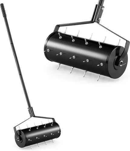S AFSTAR Aireador manual de césped de 18 pulgadas, aireador de césped resistente, piedra de arena rellena con mango desmontable de 51 pulgadas y