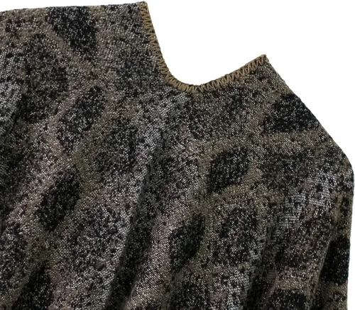 Miniatura 4 de Chal estilo poncho con frente abierto con patrón vintage, capa para mujer