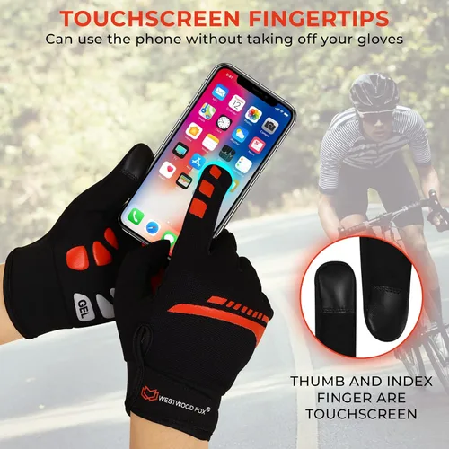 Miniatura 4 de WESTWOOD FOX Guantes de ciclismo para hombres y mujeres, dedo completo, antideslizantes, para pantalla táctil, transpirables, para ciclismo