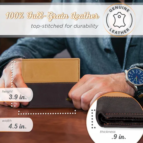 Miniatura 4 de Christian Art Gifts Cartera clásica de cuero de grano completo para hombre con emblema cruzado, bloqueo RFID para tarjetas, identificación, ranuras