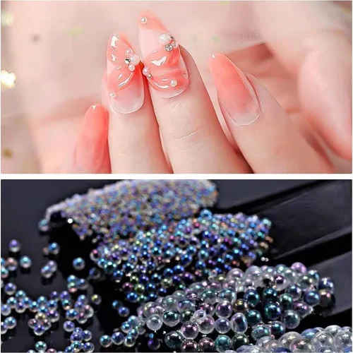 Miniatura 7 de OLYCRAFT 210g 1~3mm Cuentas de Cristal con Burbujas Sin Agujero Iridescentes Cuentas de Gotas de Agua Burbuja Cuenta de Cristal Iridescente