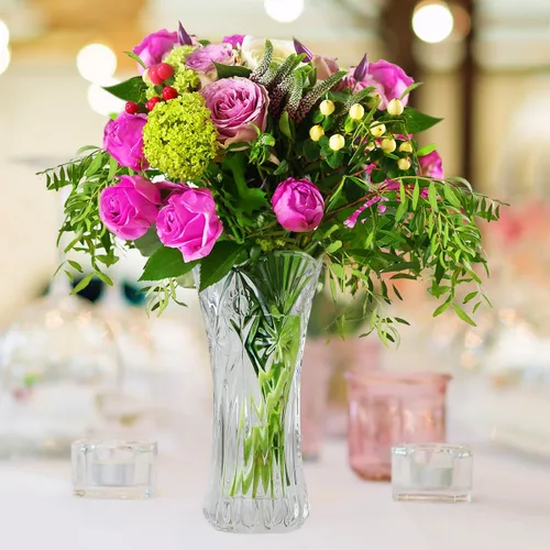 Miniatura 3 de CS - Jarrón de cristal de 12 pulgadas de alto, diseño de col, para flores y decoración. Bonita pieza brillante. Perfecto como regalo, adecuado