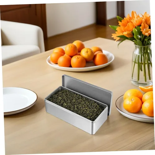 Miniatura 6 de Angoily Caja de lata vacía rectangular con tapa, caja de almacenamiento de hojalata rectangular para galletas, contenedor de lata de metal