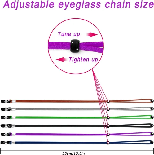 Miniatura 2 de VOOGLASS Correa para lentes (6 unidades) para gafas deportivas, cordón ajustable para lentes de sol, soporte para el cuello, retenedor de cordón