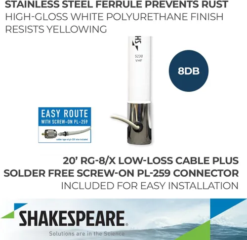Miniatura 3 de Shakespeare Antena VHF de 14 pies para Galaxy 5230 - Ganancia de 8dB