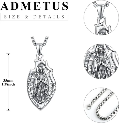 Miniatura 2 de ADMETUS Medallas de plata de ley 925 Collar de amuleto con cadena Rolo de 22 pulgadas + 2 pulgadas