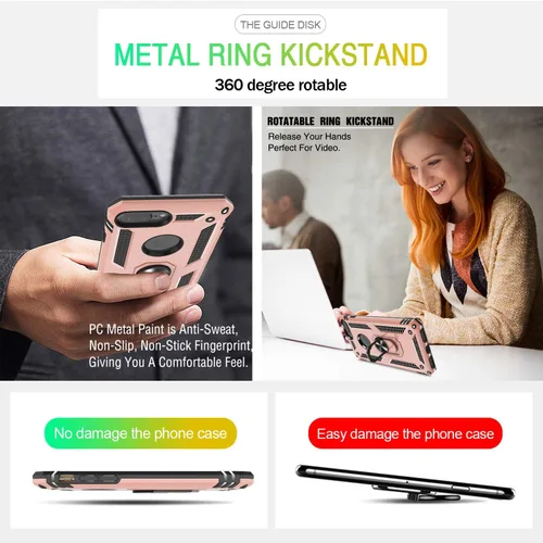 Miniatura 7 de Gritup Funda compatible con iPhone 6/6S/7/8 Plus con protector de pantalla HD, grado militar, a prueba de golpes, con anillo magnético para iPhone