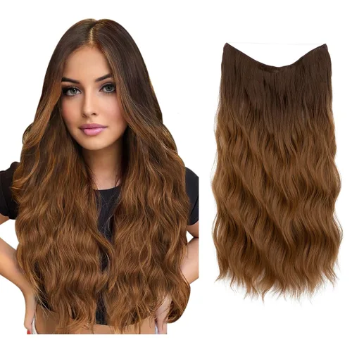 Miniatura 17 de SARLA Extensión de Cabello con Alambre Invisible con 3 Clips Pieza de Cabello Sintética Corta de Ondas de Playa Diadema Transparente Ajustable