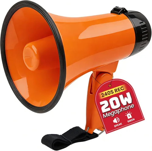 Miniatura 11 de MyMealivos 20W Megaphone Bullhorn, Built in Siren & 240s Recording, 5.4"×8.6" Portable Megaphone with Volume Control Cover Up to 300 feet+ for Verde