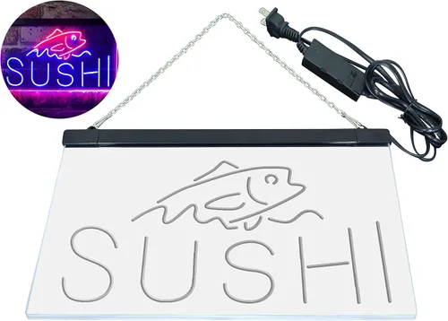 Miniatura 40 de ADVPRO Sushi Fish Sashimi Restaurant - Letrero de neón LED de doble color, azul y rojo, 12 x 8.5 pulgadas, st6s32-i3334-br