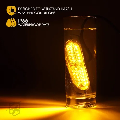 Miniatura 4 de Xprite - Kit de luces estroboscópicas LED ámbar de 24 piezas con panel de control, montaje en superficie, luz de advertencia de emergencia