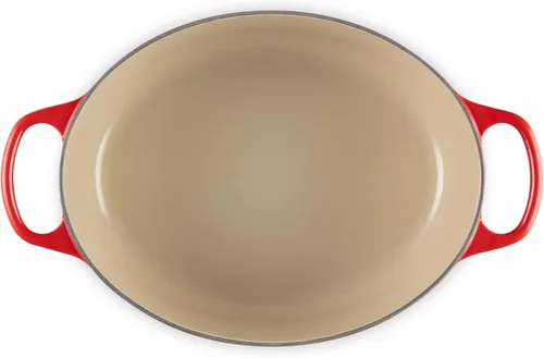 Miniatura 3 de Le Creuset Horno holandés ovalado Signature de hierro fundido esmaltado, 5 cuartos de galón, color cereza Cerise