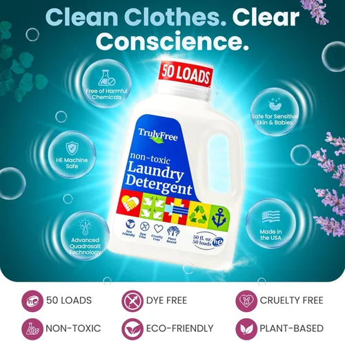 Miniatura 3 de Truly Free Detergente natural para ropa sensible Respetuoso con el medio ambiente, a base de plantas, seguro para ropa de bebé Polvo limpio