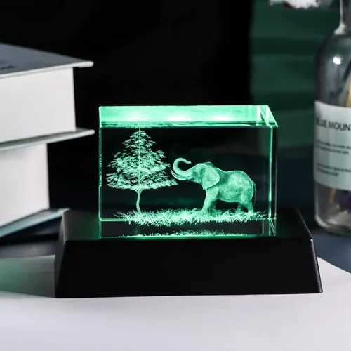 Miniatura 4 de Qianwei Figuras de elefante de cristal 3D Decoración Artículos de colección Estatua de regalo para amantes de los elefantes, regalos del día