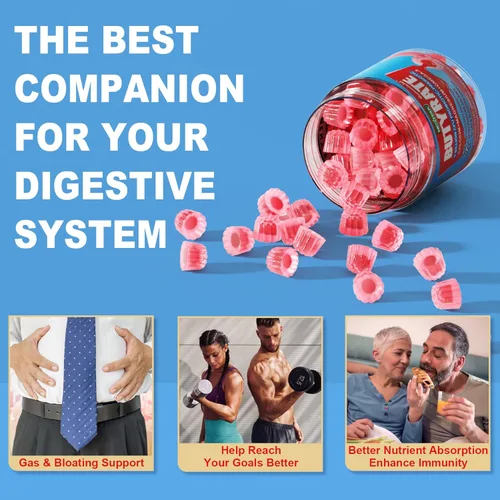 Miniatura 6 de Gomitas de butirato con probiótico + prebiótico + postbiótico, omega-3 500 mg, 9 mil millones de probióticos UFC con fibra, calcio y magnesio
